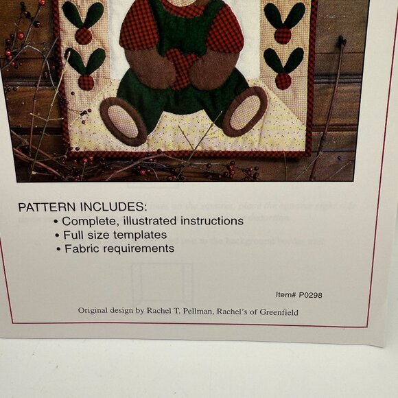 Beary Patch Applique Design Wallhanging Quilt Pattern By Rachels Of Greenfield - Picture 4 of 6